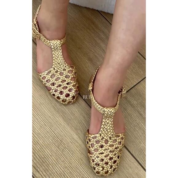 RARE!!! ZARA Metallic Flats NWT - Picture 2 of 16